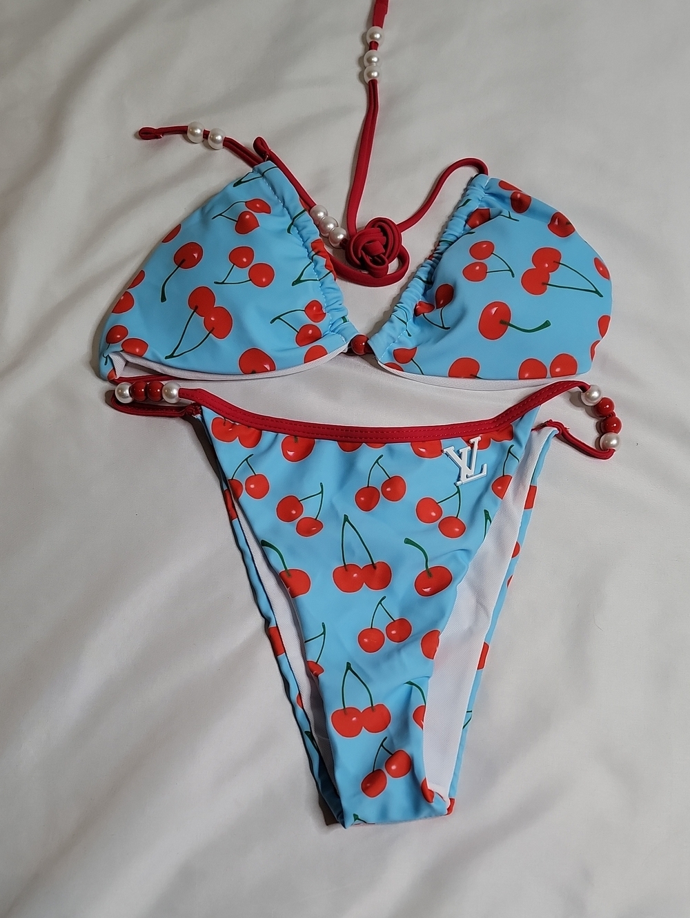 Louis Vuitton Cherry Print Bikini - Blue & Red